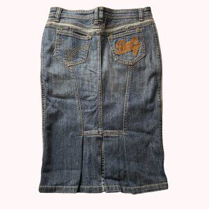 Dolce & Gabbana D&G Y2K Dark Wash Denim Mini Skirt Logo Pocket EU 42 / 28